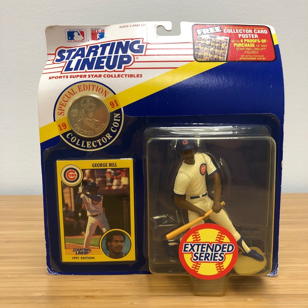 Kenner Starting Lineup George Bell Action Figure Men Blue 1991 Cubs Coin